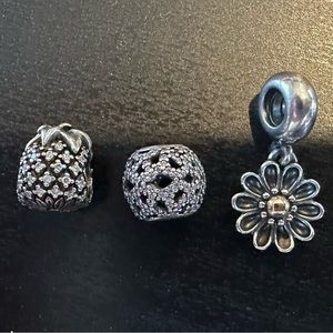 Set of three Pandora charms